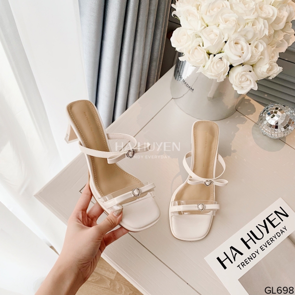 GL698(8) Guốc lê 2 quai nơ đá nhí 7cm - GL698 - Ảnh 1