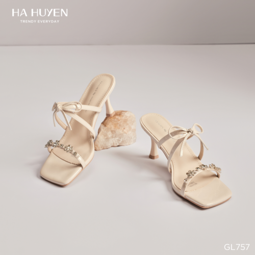 Guốc lê quai ngang hoa đá 5cm - GL757