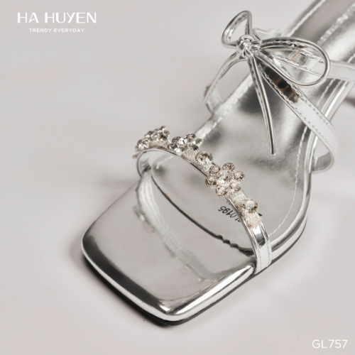 Guốc lê quai ngang hoa đá 5cm - GL757 - Ảnh 4