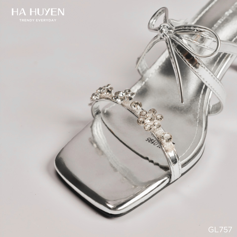 Guốc lê quai ngang hoa đá 5cm - GL757 - Ảnh 4