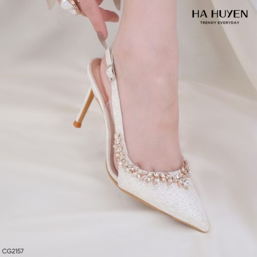 Cao gót nhũ đính đá viền 9cm - CG2157 - Ảnh 4