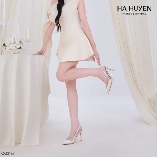 Cao gót nhũ đính đá viền 9cm - CG2157 - Ảnh 2