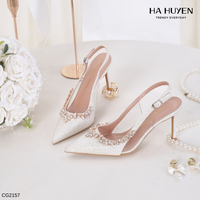 Cao gót nhũ đính đá viền 9cm - CG2157 - Ảnh 3