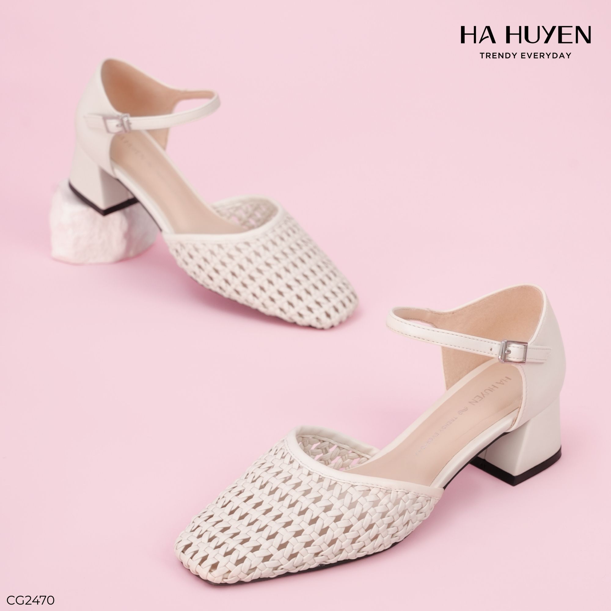 CG2470 Cao gót mũi rọ 4cm - CG2470 - Ảnh 1