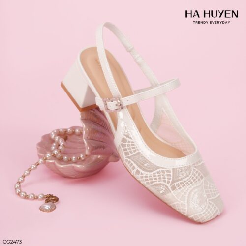 Cao gót ren lá quai ngang 5cm - CG2473 - Ảnh 3