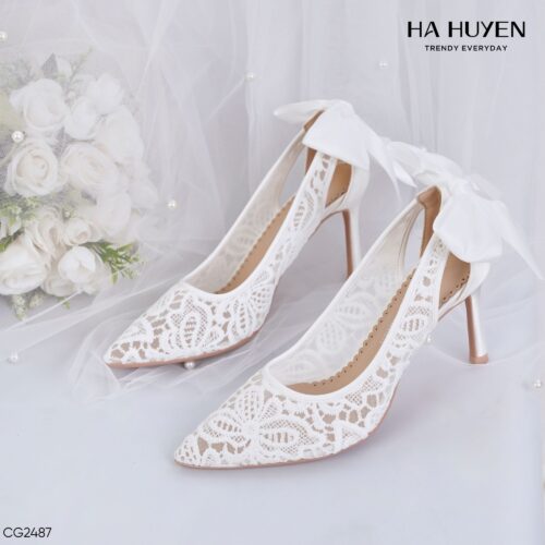 Cao gót ren nơ gót 9cm - CG2487