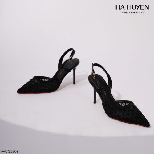 Cao gót lưới viền da quai hậu 8.5cm - CG2508 - Ảnh 4