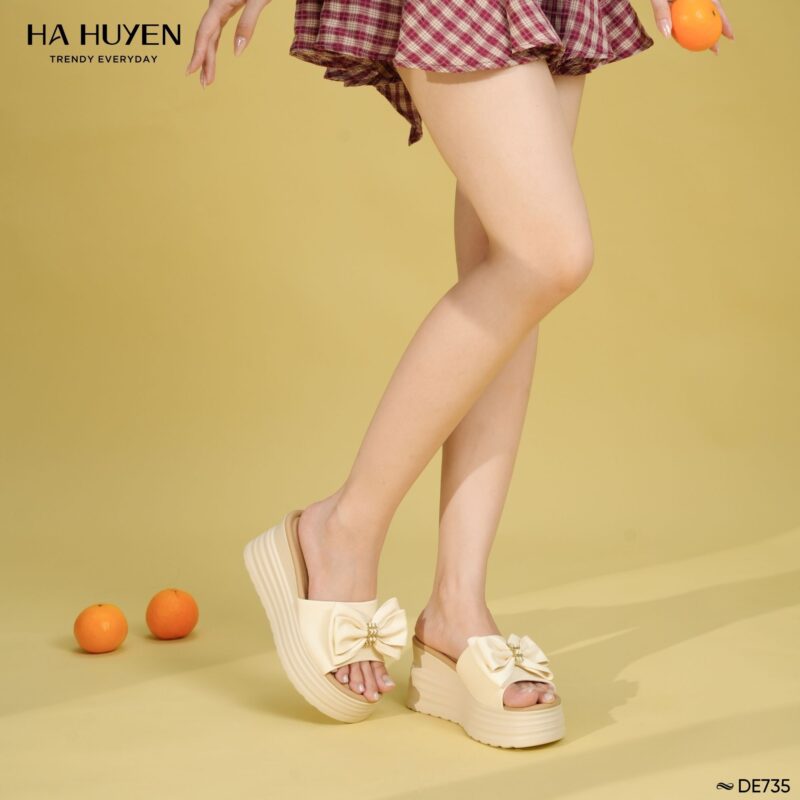 Dép xuồng đính nơ 8cm - DE735 - Ảnh 4
