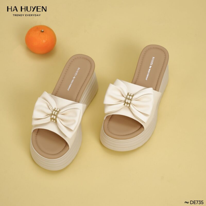 Dép xuồng đính nơ 8cm - DE735 - Ảnh 3