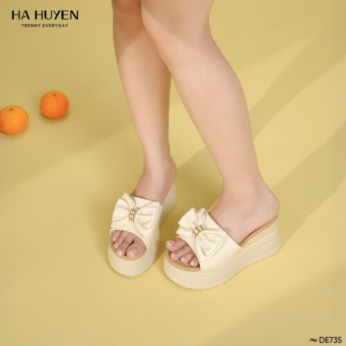 Dép xuồng đính nơ 8cm - DE735 - Ảnh 2
